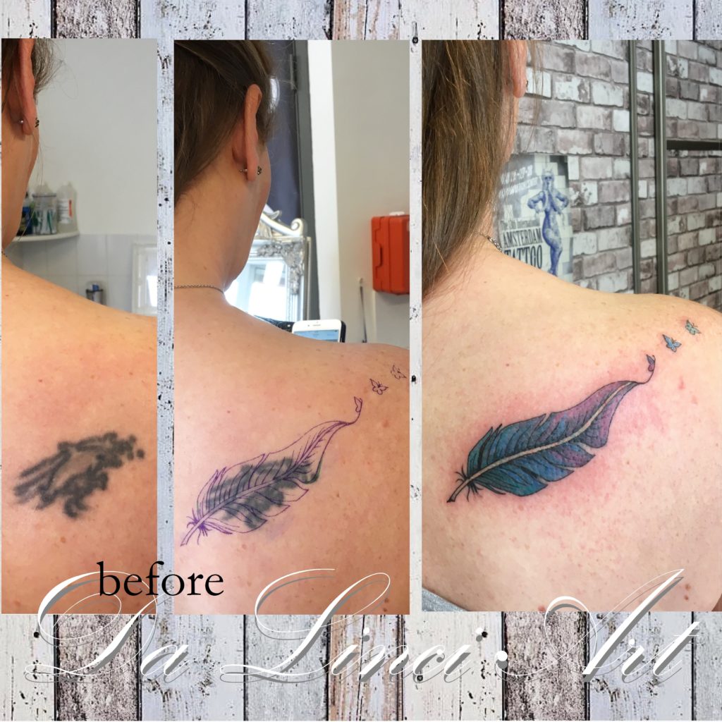 #coverup #feathers #butterfly #tattoo #ink #coveruptattoo #feather #feathertattoos #coveruptattoos #colourtattoo #tattoowoman #butterflytattoos #colourtattoos #feathertattoo #butterfly #butterflys #purpleink #colourink #tattoos #dalinciart #tattooshop #zwijndrecht #inked